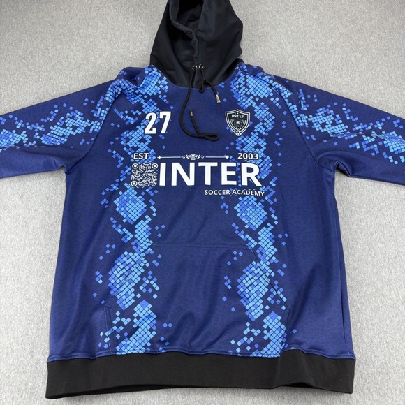 INTER Soccer Academy Other - INTER Soccer Academy Hoodie Kids 2XL Blue Geometric Pullover Athletic Loose Fit